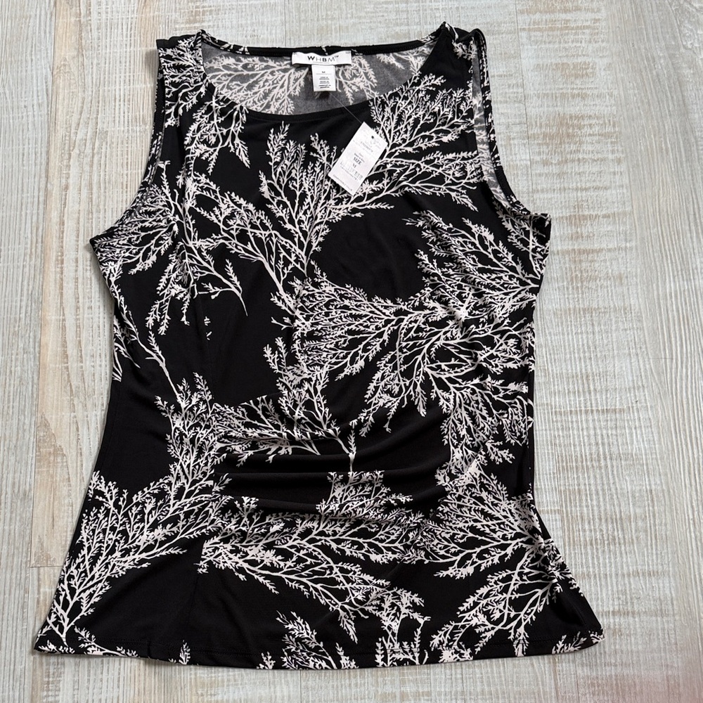 White House Black Market Black and White Patterned Blouse